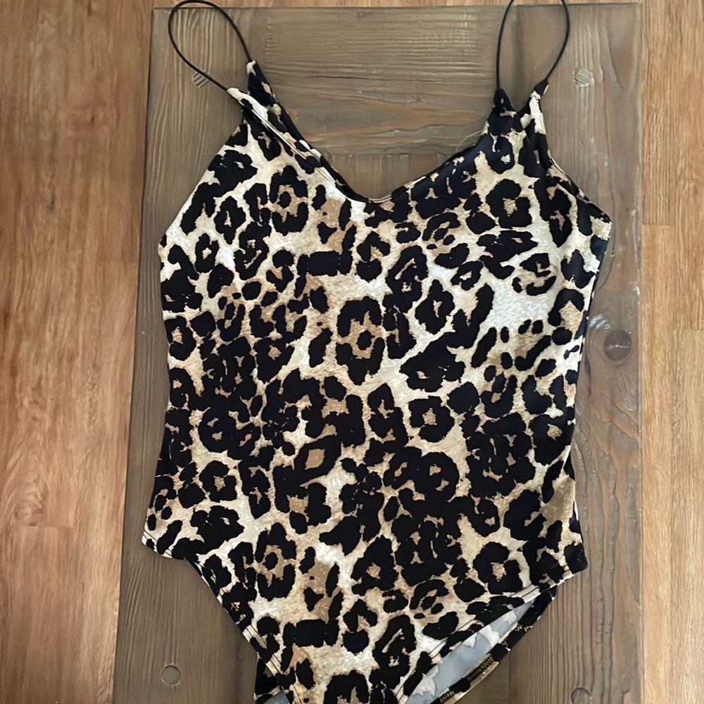 Leopard spaghetti strap bodysuit